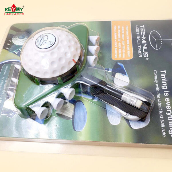 keymy DZ48 high quality custom PET clamshell for Golf clamshell packaging easy fold packaging PET for golf