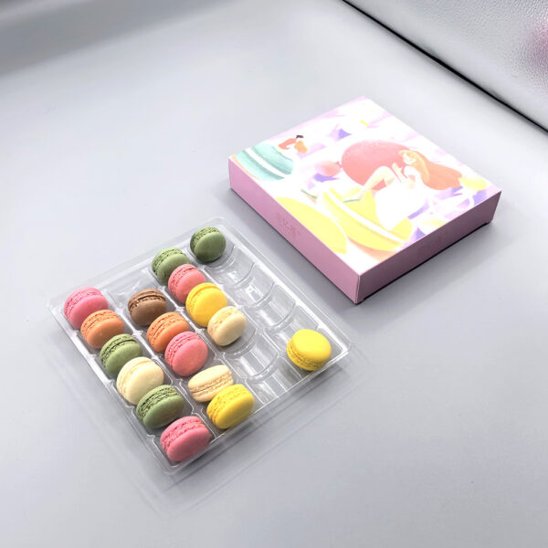 keymy NT214 macaron biscuit food safe packaging, blister cover with tray in box, box tray food safe