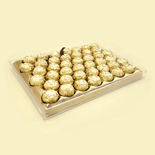 keymy NT234 golden tray in acrylic box, rigid box with golden tray, food safe golden tray